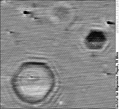 STM image of an Al(111) surface with subsurface Ar bubbles