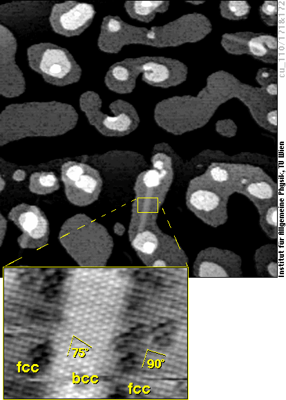 needle-shaped bcc crystallite in fcc iron