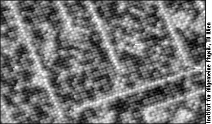STM image of a PtNi surface with carbon not directly visible
